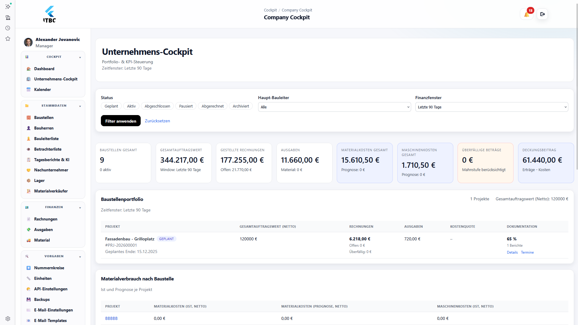 Finanzen: Ausgaben & Material nachvollziehen