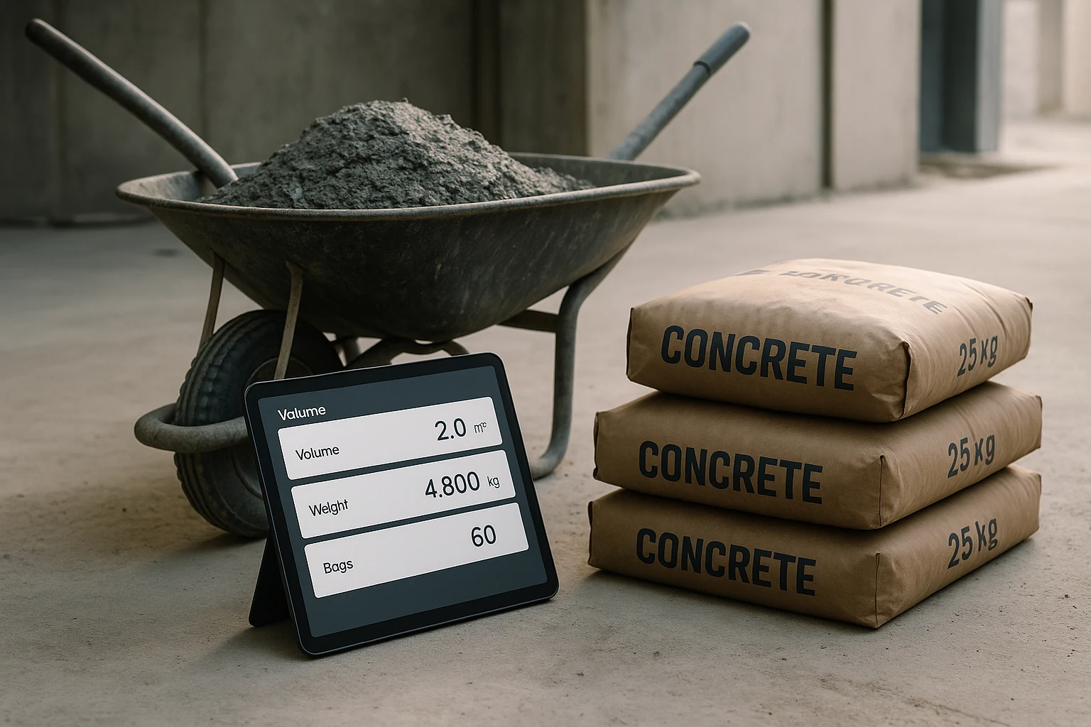 Beton-Rechner (Volumen, Gewicht, Sackzahl) – kostenlos