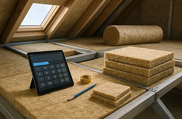 Dämmstoff-Rechner Dach (Volumen + optional Platten)