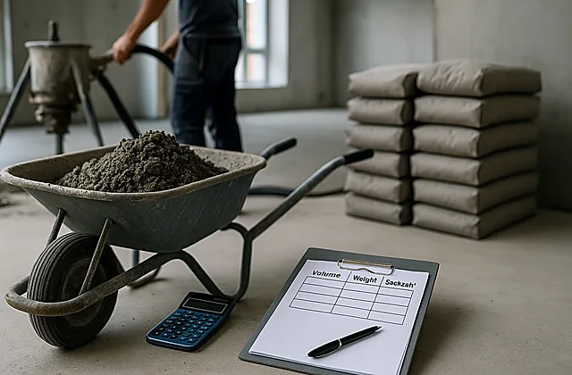 Estrich-Rechner (Volumen & Sackzahl)