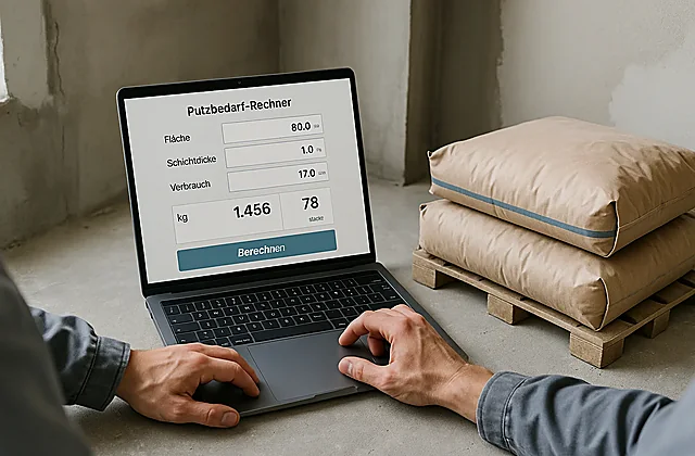 Putzbedarf-Rechner (kg & Säcke)