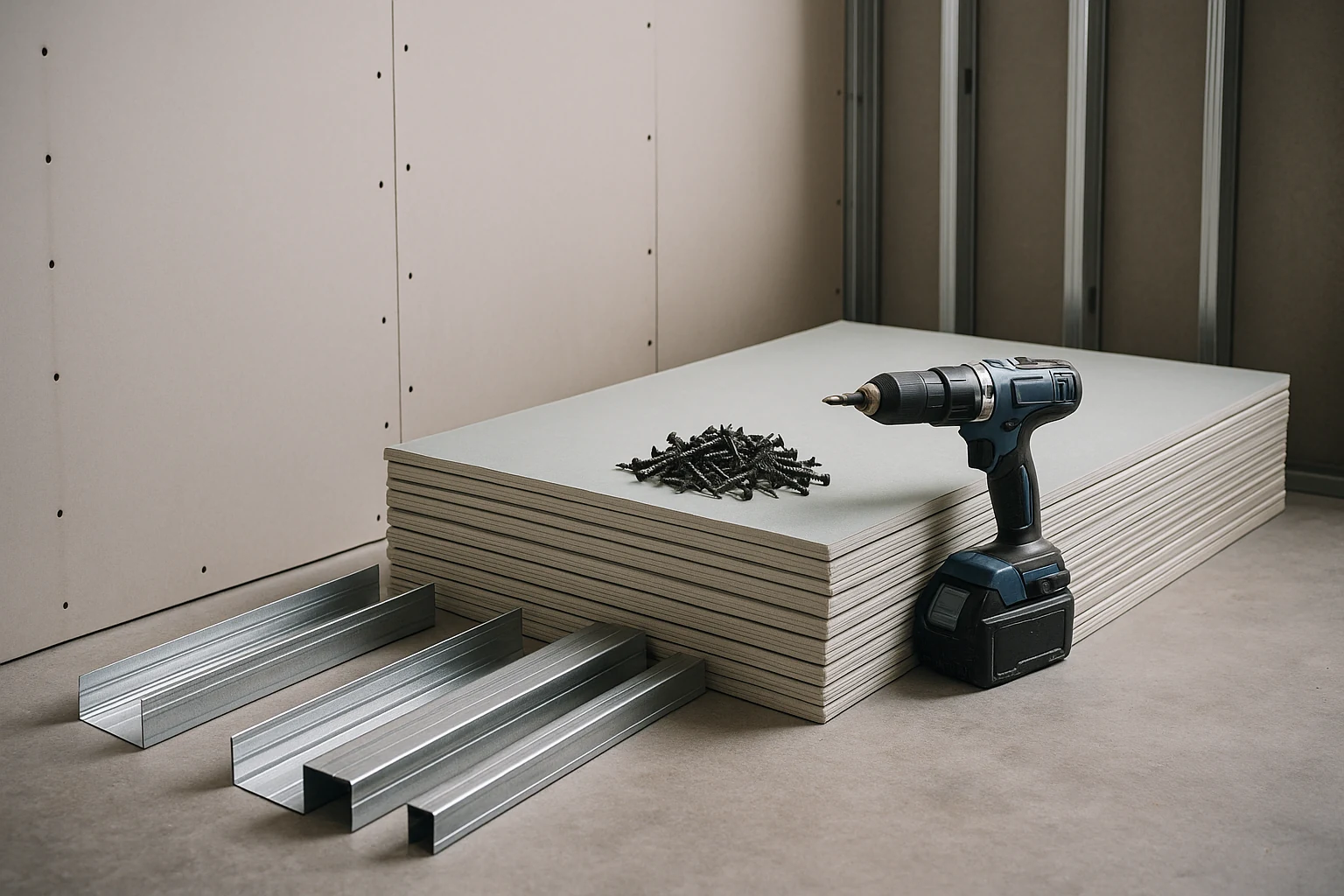 Materialbedarfs-Rechner Trockenbau (Gipskarton) – kostenlos