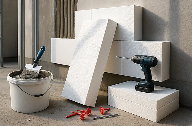 WDVS-Rechner: Dämmstoff, Kleber, Dübel (grob)